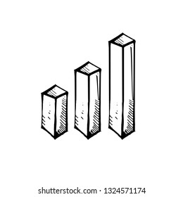 Icon black Hand drawn Simple outline bars statistics Symbol. vector Illustrator. on white background