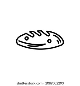 Dibujo de la mano negra Esquema simple delicioso símbolo de pan.sobre fondo blanco