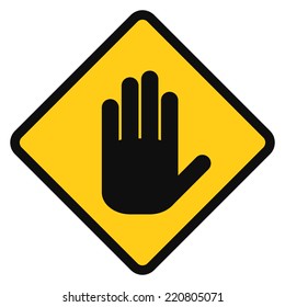 Icon black hand on a yellow background