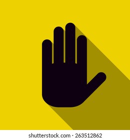 Icon black hand on a yellow background