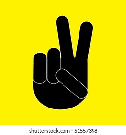 icon black hand on a yellow background