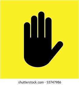 Icon black hand on a yellow background