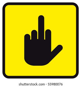 Icon black hand on a yellow background