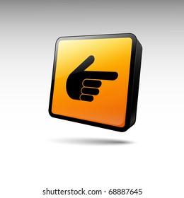 Icon black hand on a yellow background