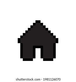 Icon Black House Pixelkunst. Pixel Building Symbol. Grafikstil.