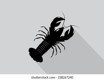 icon. A black lobster on a gray background