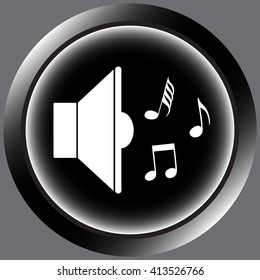 Icon black loudspeaker and notes