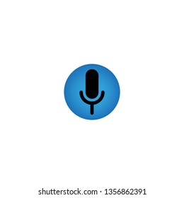 Icon of a black microphone in a blue circle.