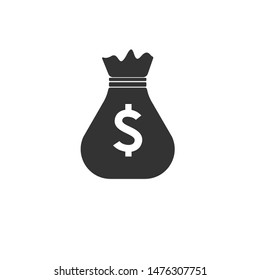 Icon black money bag. vector. illustration.  