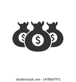 Icon black money bag. vector. illustration. symbol. on white background