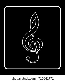 icon black music notes, violin key, vectors