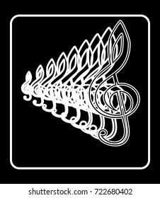 icon black music notes, violin key, vectors