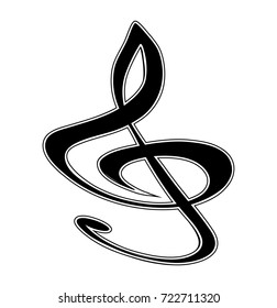 icon black music notes, violin key, vectors