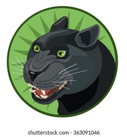 icon black panther on a green  
