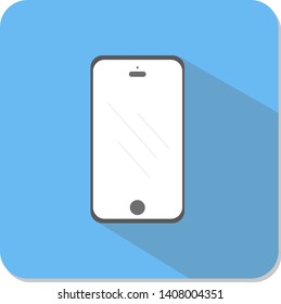 Icon black phone with white display, on a blue background, Cartoon style, Vector Illustration