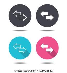 icon black pink and blue arrow in out vector design