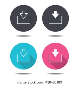 icon black pink and blue Arrow Points down vector design