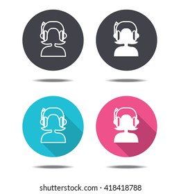 icon black pink and blue call center operator vector design