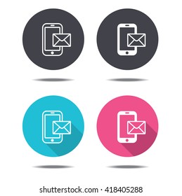 icon black pink and blue mobile and Message vector design