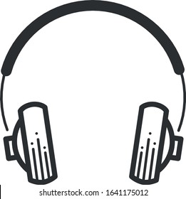 Icon black silhouette of modern headphones. Vector illustration on a white background.