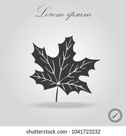 icon black silhoutte maple leaf. black line art maple leaf isolated background. canada. maple leaf vector icon