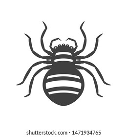 Icon of a black spider with white stripes. Vector on a white background.