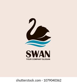 icono con swan negro y ondas azules