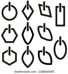 icon with black switch sign different shapes. Computer interface. Electric power. Vector illustration. stock image. 