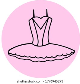 icon of a black tutu for a ballerina on a pink background