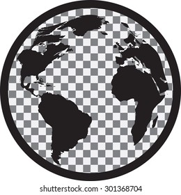 Icon of black and white globe. Vector illustration