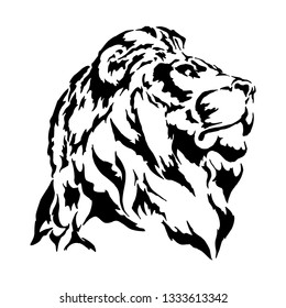 Icon of black and white head of lion