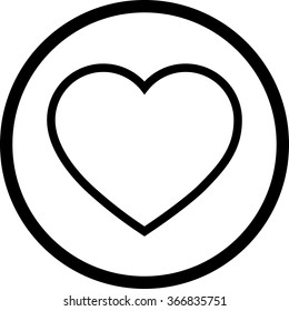 icon black and white heart in a circle vector