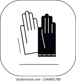 Icon in black and white with the image of gloves