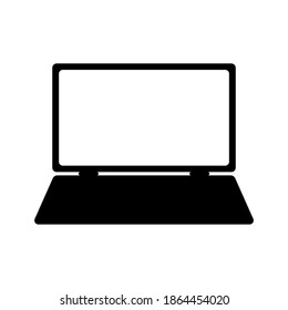 Portátil blanco y negro con iconos. Vector
