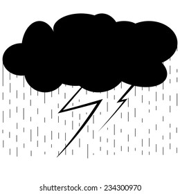 icon, black and white vector thundercloud