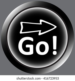 Icon black word go and arrow