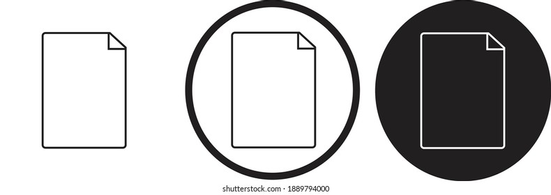 icon blank page  black outline logo for web site design 
and mobile dark mode apps 
Vector illustration on a white background