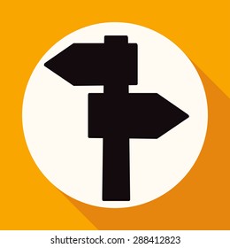 Icon blank road on white circle with a long shadow