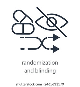 Un ícono de Pruebas aleatorias ciegas. Logo de la clínica médica. Ilustración vectorial aislada sobre fondo blanco