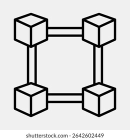 Icon block chain. Crypto currency elements. Icon in line style.