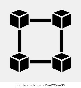 Icon block chain. Crypto currency elements. Icon in glyph style.