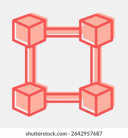 Icon block chain. Crypto currency elements. Icon in two tone style.