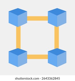 Cadena de bloques de iconos. Elementos de criptomonedas. Icono en estilo plano.