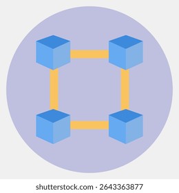 Icon block chain. Crypto currency elements. Icon in color mate style.