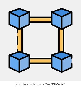 Icon block chain. Crypto currency elements. Icon in filled line style.