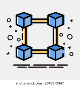 Icon block chain. Crypto currency elements. Icon in MBE style.