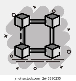 Icon block chain. Crypto currency elements. Icon in comic style.