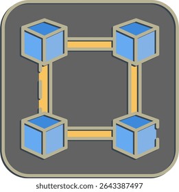 Icon block chain. Crypto currency elements. Icon in embossed style.