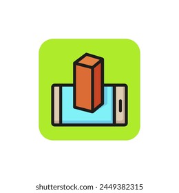 Icon of block growing from smartphone. Building, gadget, development. Futuristic concept. Can be used for topics like new technology,  augmented reality, innovation