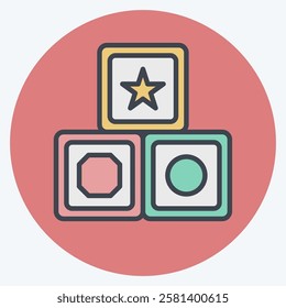 Icon Block. related to Kindergarten symbol. color mate style. design editable